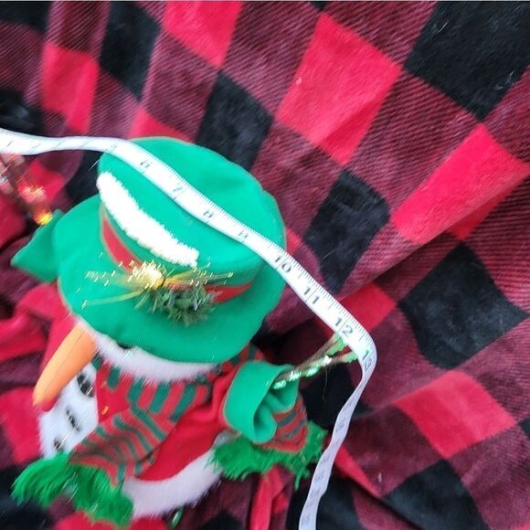 Fiber Optics Snowman decoration plug in light up 14" tall red green scarf hat - Picture 12 of 12